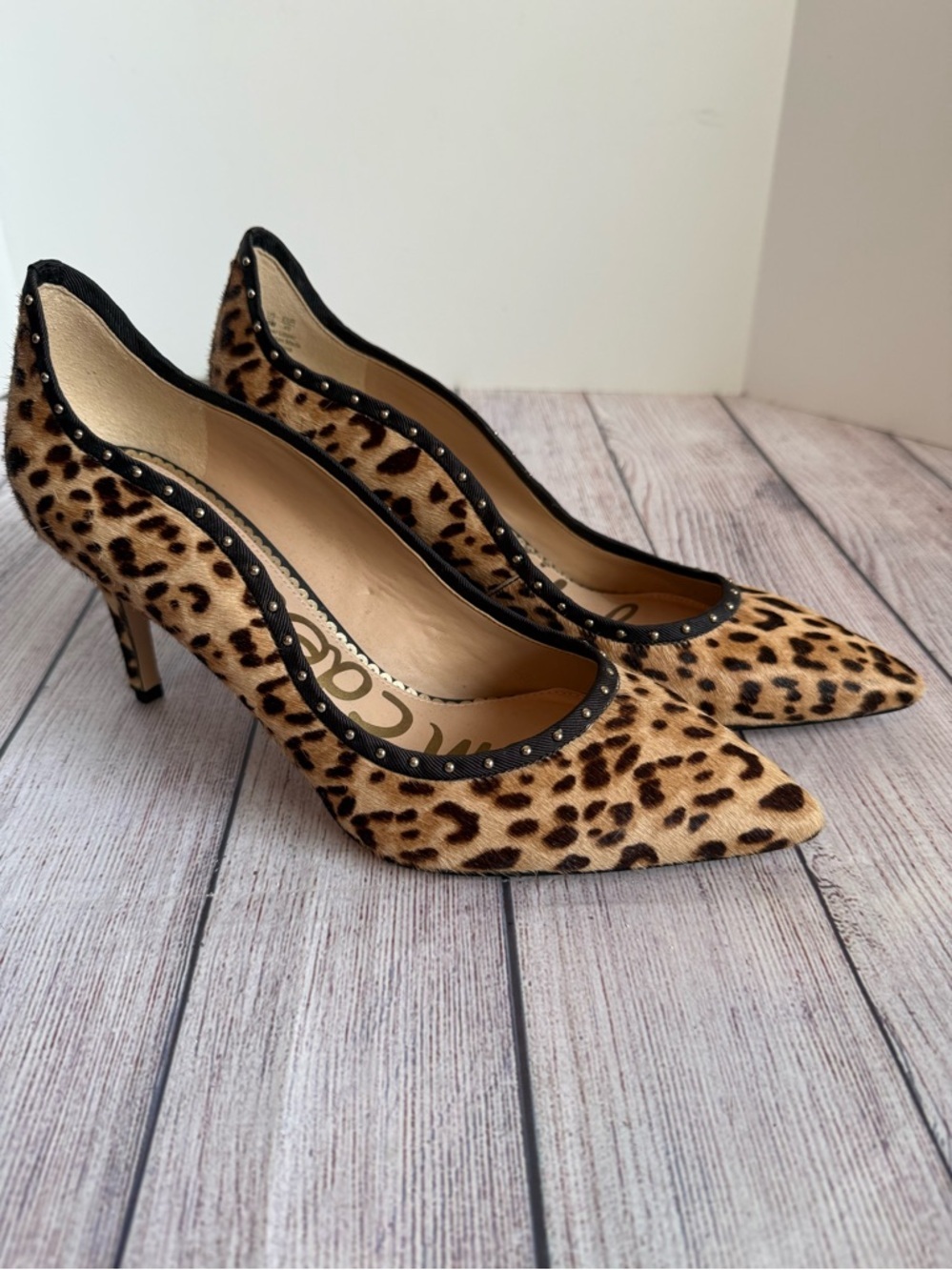 SAM EDELMAN Tiana Leopard Print Brahma Hairs Heels 10